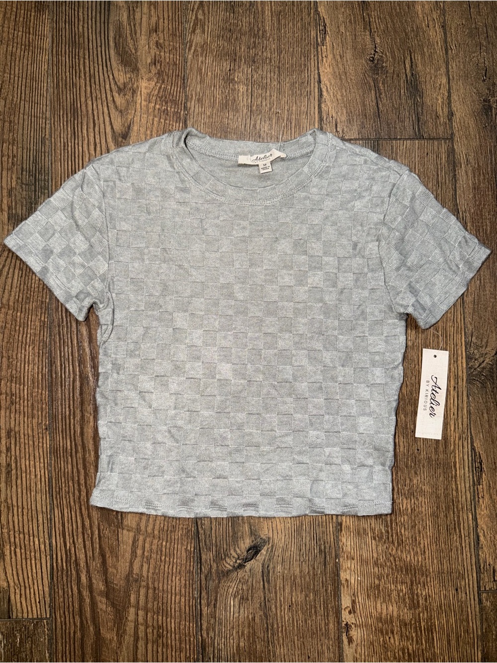 Terry Checker Tee in Light Gray